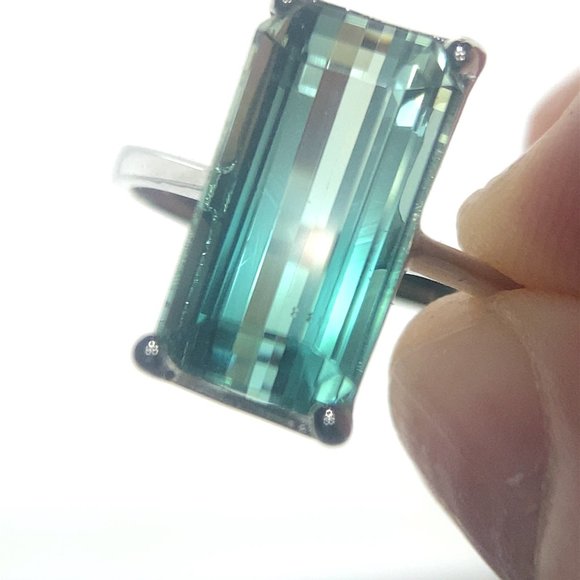 BiColor Tourmaline 7.23ct Solid 14K White Gold Ring - Picture 1 of 6